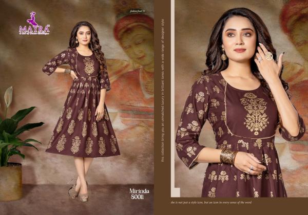 Mayra Mirinda Rayon Gold Print Designer Kurti Collection